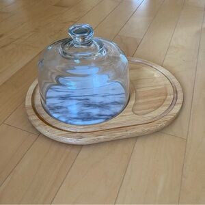 Dolphin Teakwood Marble and Glass Cheese and Cracker Cutting Board